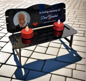 Printed acrylic personalised photo bench in black - Laser LLama Designs Ltd