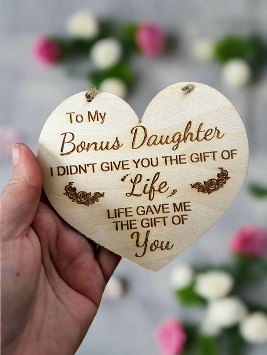 Bonus daughter wooden plaque - Laser LLama Designs Ltd