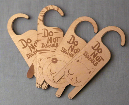 Wooden do not disturb door hanger 4 designs - Laser LLama Designs Ltd