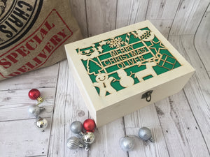 Personalised Wooden Christmas Eve Box with acrylic backing - Laser LLama Designs Ltd