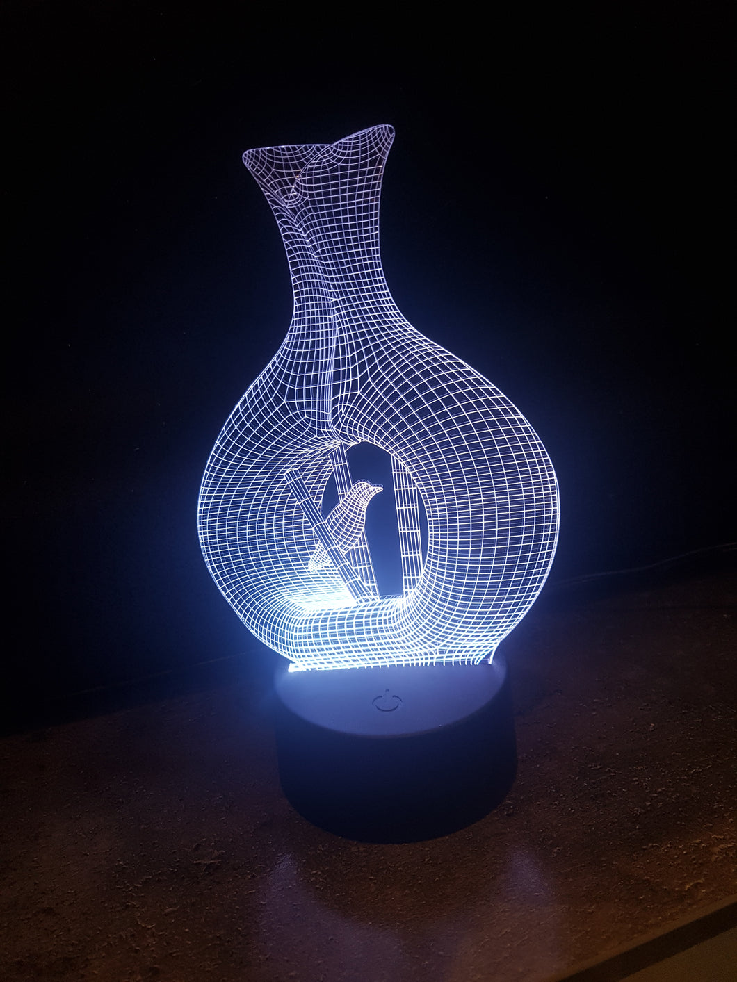 LED light up 3D Vase with bird display. 9 Colour options with remote! - Laser LLama Designs Ltd