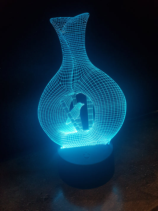 LED light up 3D Vase with bird display. 9 Colour options with remote! - Laser LLama Designs Ltd