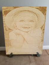 Load image into Gallery viewer, Your photo Laser engraved onto Birch plywood - various sizes- Stand included - Laser LLama Designs Ltd