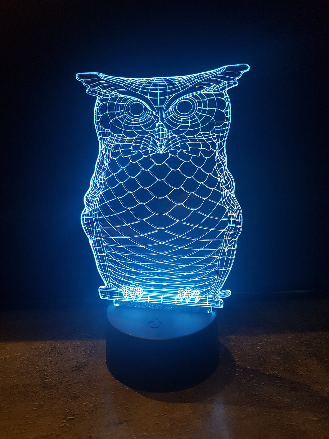 LED light up OWL display ,9 Colour options with remote! - Laser LLama Designs Ltd