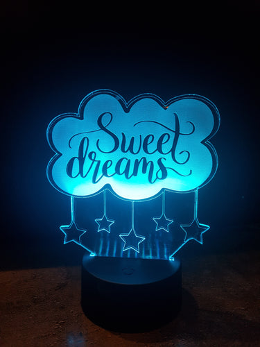 LED light up sweet dreams display ,9 Colour options with remote! - Laser LLama Designs Ltd