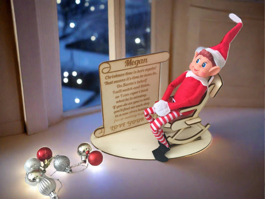 Personalised naughty Elf on the chair ( Elf Not included) - Laser LLama Designs Ltd