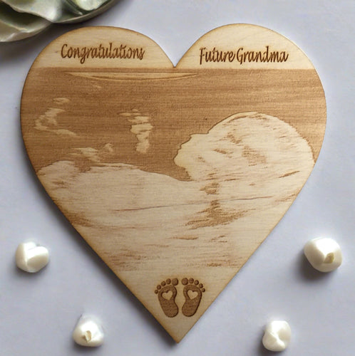 Wooden personalised baby photo scan plaque decoration - Laser LLama Designs Ltd