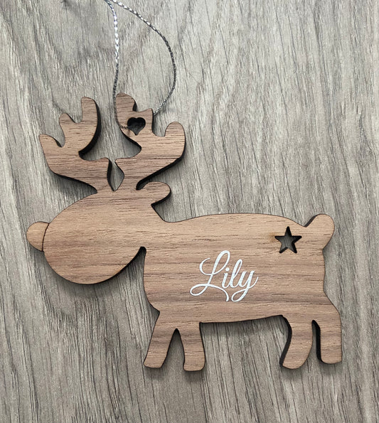 Wooden personalised uv printed reindeer - Laser LLama Designs Ltd