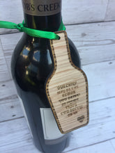 Load image into Gallery viewer, Oak veneer bottle hanging tag -bottle shape - Laser LLama Designs Ltd