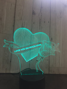 LED light up 3D rose & heart mum, mothers day  display. 9 Colour options with remote - Laser LLama Designs Ltd