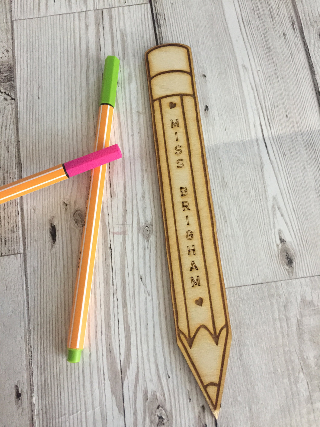 Wooden Personalised pencil shape bookmark - Laser LLama Designs Ltd