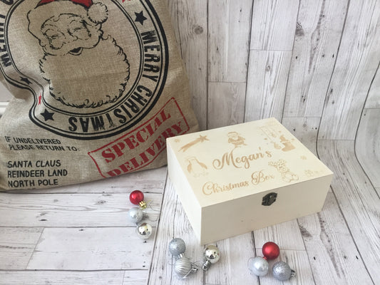 Personalised Wooden Christmas Eve Box - Laser LLama Designs Ltd