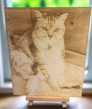 Load image into Gallery viewer, Your photo Laser engraved onto Birch plywood - various sizes- Stand included - Laser LLama Designs Ltd