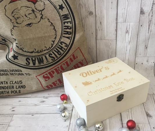 Personalised Wooden Christmas Eve Box - Laser LLama Designs Ltd