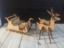 Load image into Gallery viewer, Wooden Santa’s sleigh with reindeer’s - Laser LLama Designs Ltd