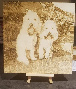 Your photo Laser engraved onto Birch plywood - various sizes- Stand included - Laser LLama Designs Ltd