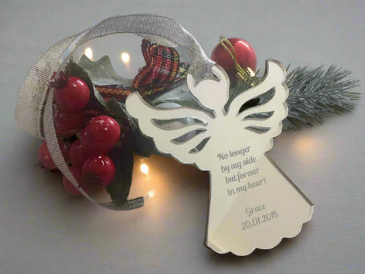 Silver acrylic personalised angel - Laser LLama Designs Ltd