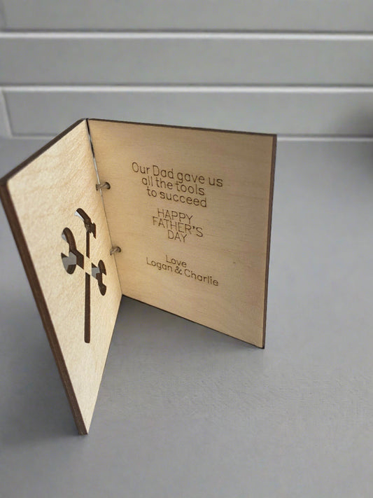 Wooden personalised tools card - Laser LLama Designs Ltd