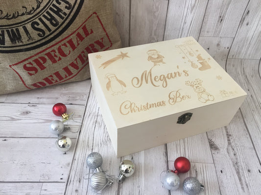 Personalised Wooden Christmas Eve Box - Laser LLama Designs Ltd