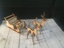 Load image into Gallery viewer, Wooden Santa’s sleigh with reindeer’s - Laser LLama Designs Ltd