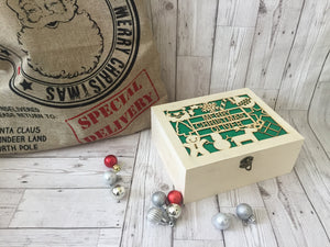 Personalised Wooden Christmas Eve Box with acrylic backing - Laser LLama Designs Ltd