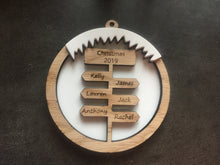 Load image into Gallery viewer, Oak veneer sign post bauble with acrylic icing - Laser LLama Designs Ltd