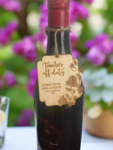 Personalised wooden wine tag - Laser LLama Designs Ltd