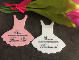 Acrylic personalised Tutu dress weddding thank you gift - Laser LLama Designs Ltd