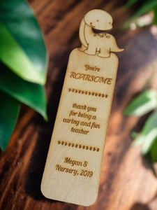 Personalised wooden Dinosaur bookmark - Laser LLama Designs Ltd