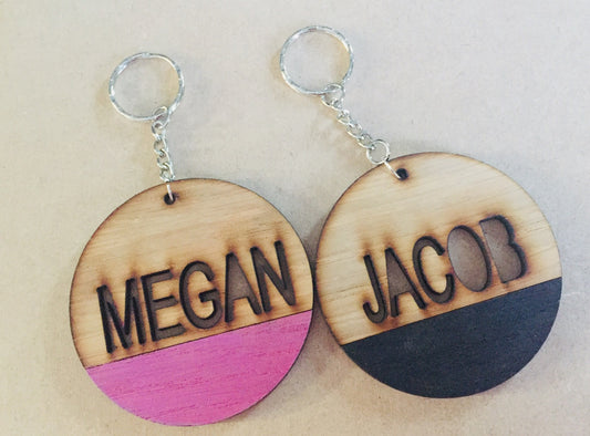 Oak veneer  personalised Cut out name bag tag - Laser LLama Designs Ltd