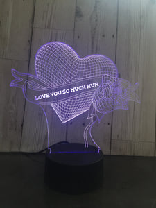 LED light up 3D rose & heart mum, mothers day  display. 9 Colour options with remote - Laser LLama Designs Ltd