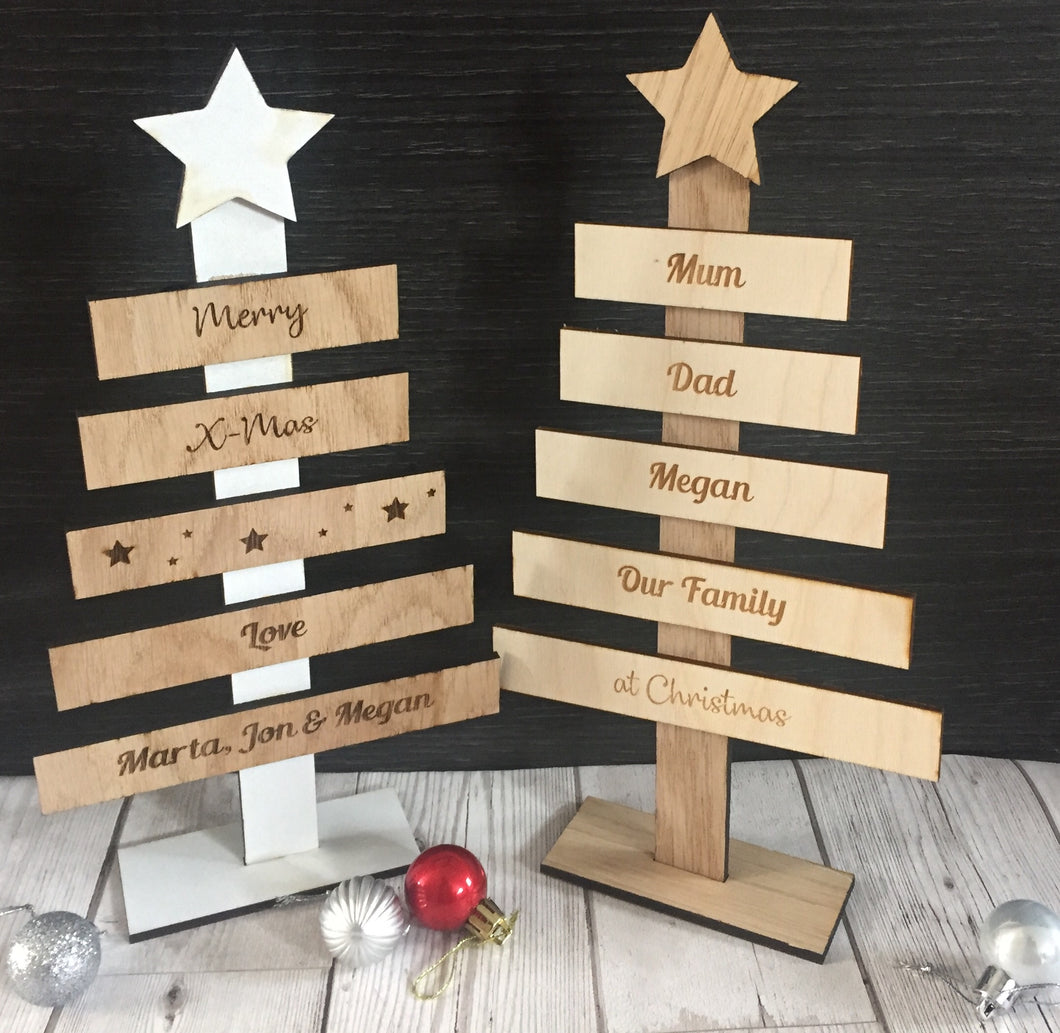 Freestanding Personalised Christmas tree - Laser LLama Designs Ltd
