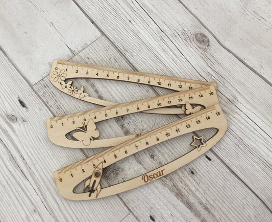 Personalised wooden ruler 3 designs - Laser LLama Designs Ltd
