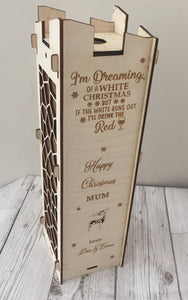 Christmas theme Personalised wine box - Laser LLama Designs Ltd