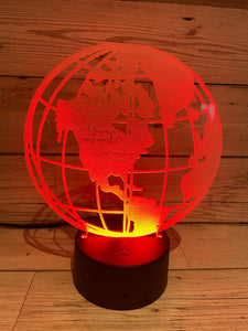 Light up 3D Globe display. 9 Colour options with remote! - Laser LLama Designs Ltd