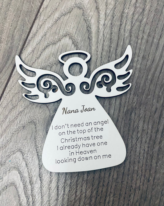 Wooden personalised Angel “top of the tree “ - Laser LLama Designs Ltd