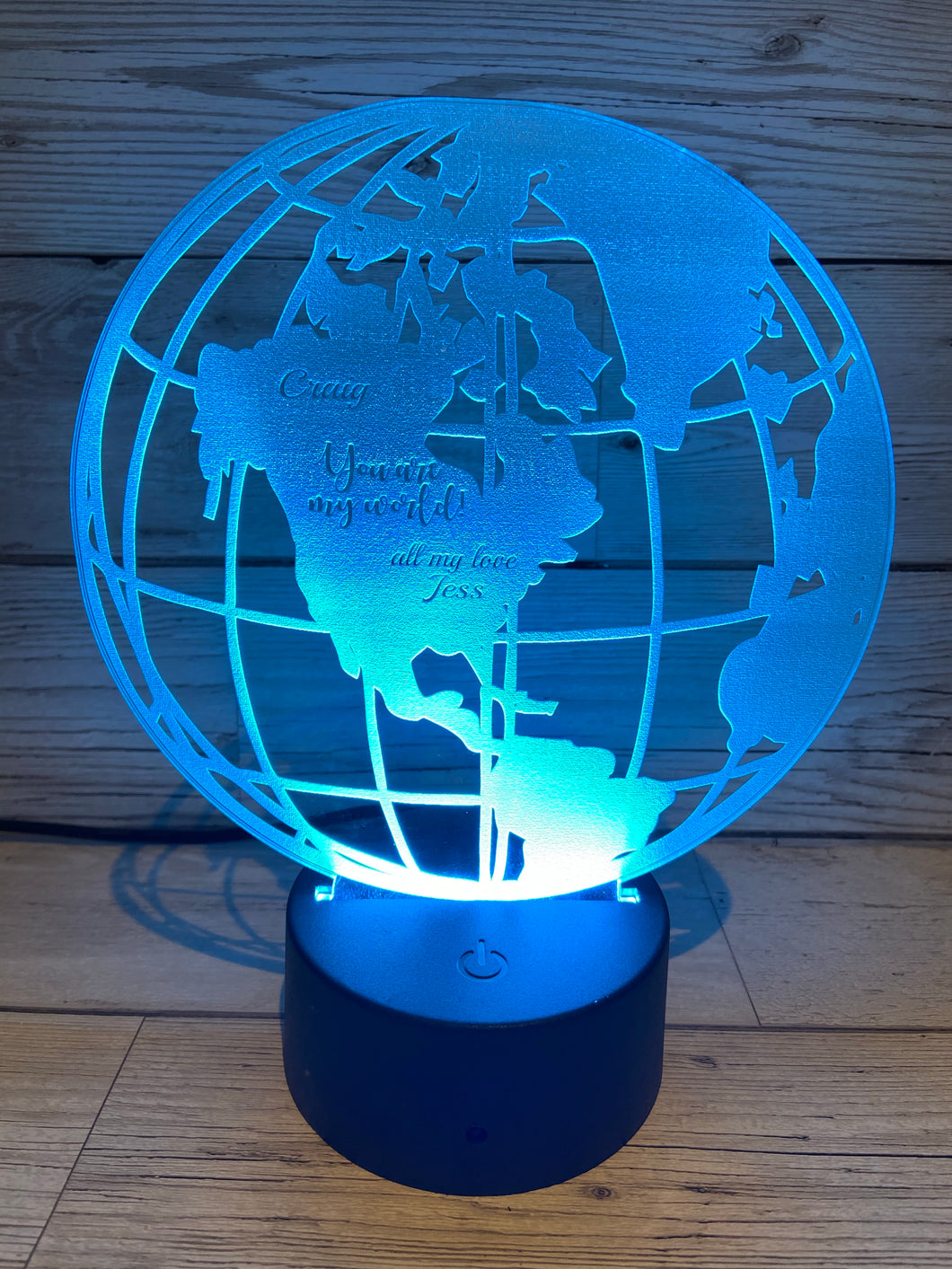 Light up 3D Globe display. 9 Colour options with remote! - Laser LLama Designs Ltd