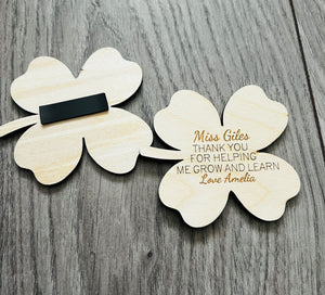 Wooden personalised clover fridge magnet - Laser LLama Designs Ltd