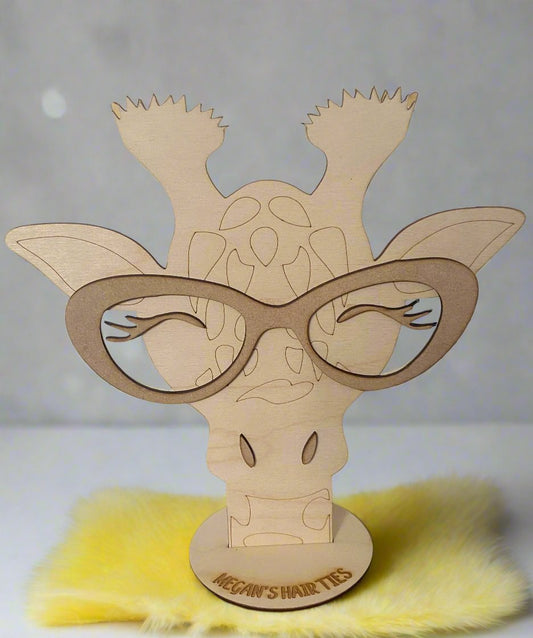 Personalised freestanding hair ties giraffe stand/holder - Laser LLama Designs Ltd