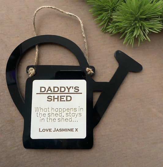 Watering can acrylic personalised shed sign - Laser LLama Designs Ltd
