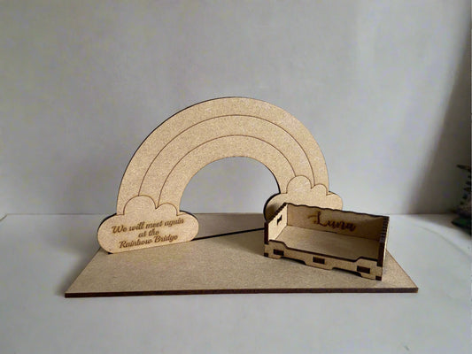 Wooden memorial rainbow bridge - Laser LLama Designs Ltd