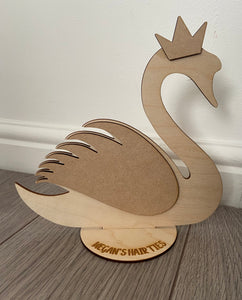 Personalised freestanding hair ties swan stand/holder - Laser LLama Designs Ltd