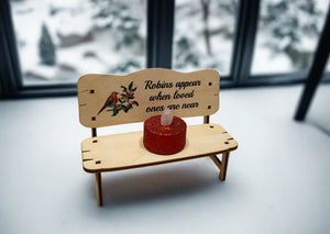 Wooden beautiful robin printed memorial bench - Laser LLama Designs Ltd