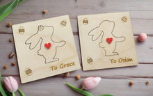 Load image into Gallery viewer, Wooden personalised 3D bunny card - Laser LLama Designs Ltd