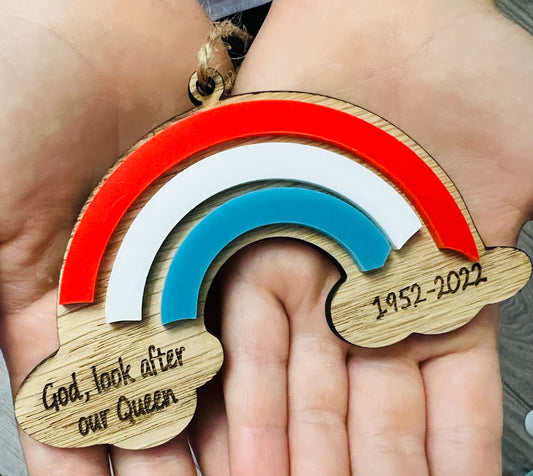 Oak veneer British rainbow keepsake - Laser LLama Designs Ltd