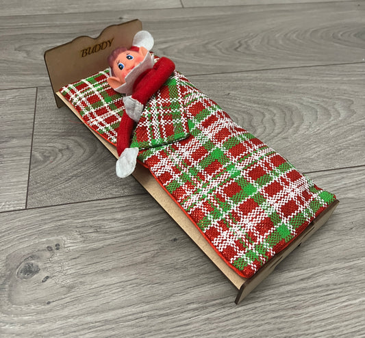 Wooden personalised elf bed with sleeping bag - Laser LLama Designs Ltd
