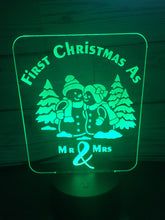 Load image into Gallery viewer, Snowman couple LED light up display- 9 colour options with remote! - Laser LLama Designs Ltd
