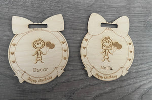 Personalised wooden happy birthday medal - Laser LLama Designs Ltd