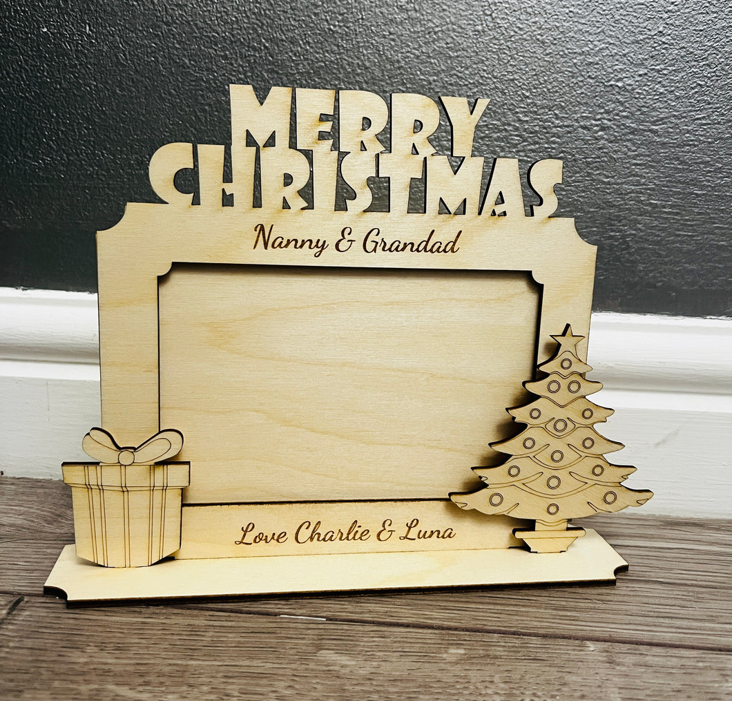 Wooden personalised merry Christmas frame - Laser LLama Designs Ltd
