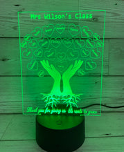 Load image into Gallery viewer, Personalised 3d Led light Teacher class gift-hands with roots - Laser LLama Designs Ltd